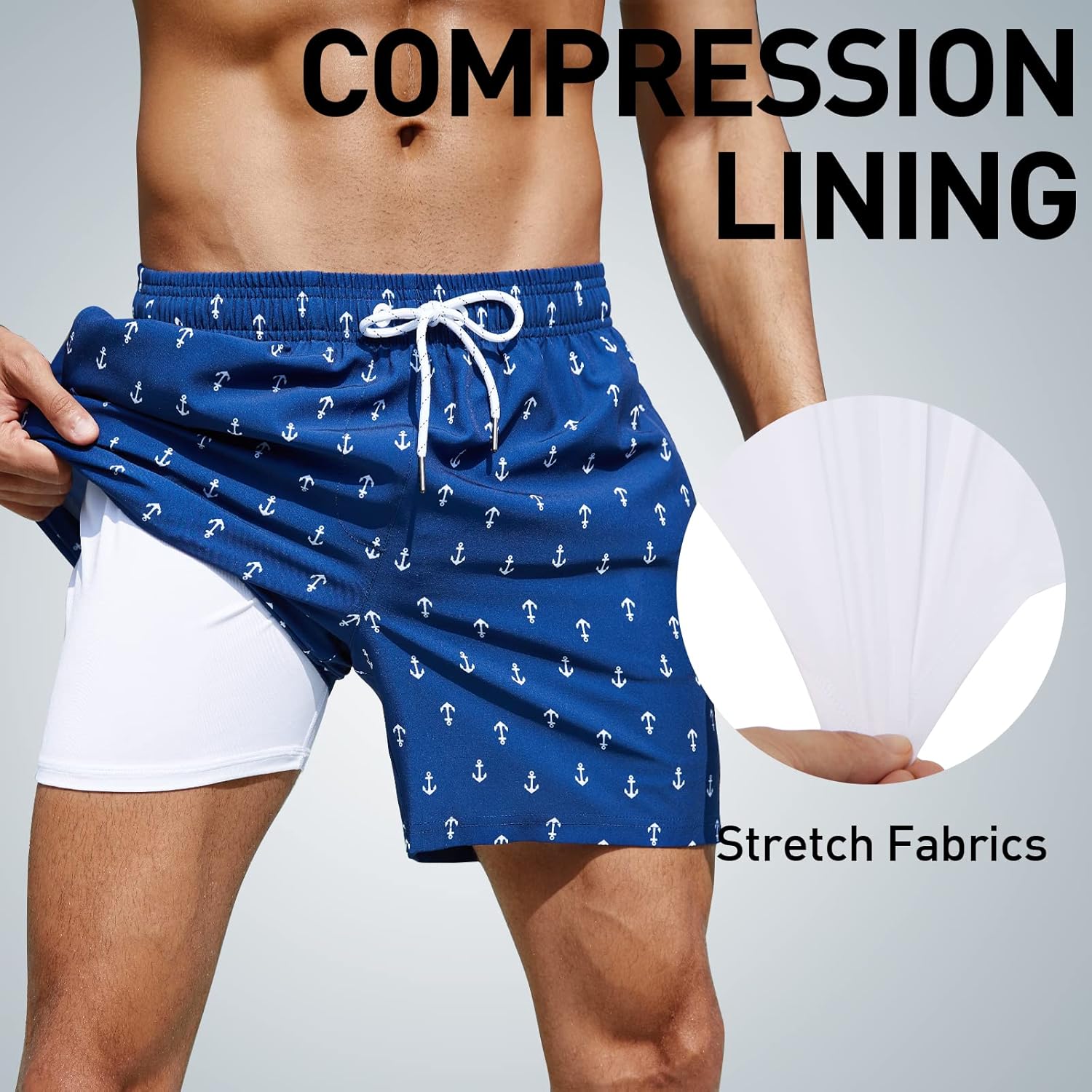 Arcweg Men's Swimming Shorts with Compression Liner Mens Swimming