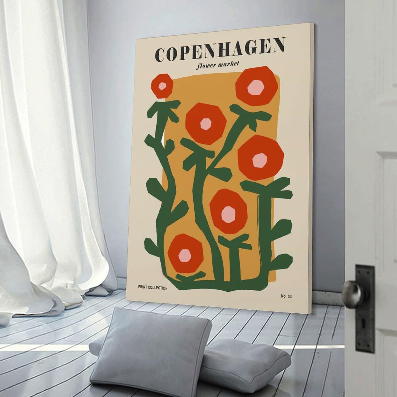 Junmoney Copenhagen Flower Market Art Print Canvas Wall Decor 20x30inch(50x75cm), for Entrance Walls, Hall Decor Or Foyers, Wall Decor to Refresh Empty Corners