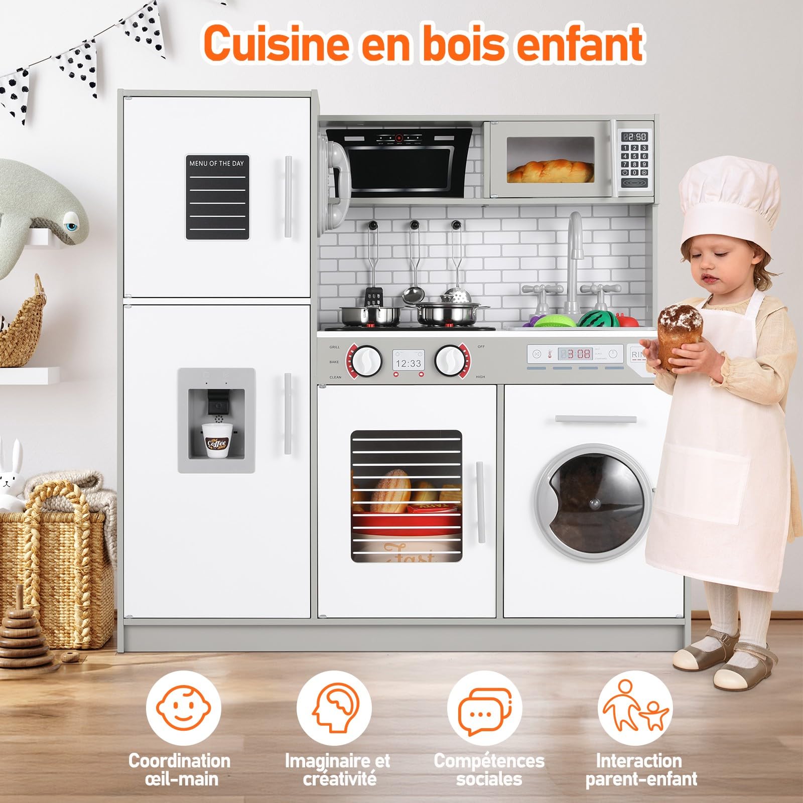 MAMIZO Cuisine en Bois Enfant avec Effets Lumineux et Sonores Simulés