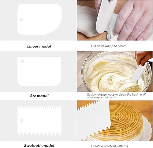 Miniatura 6 de Espátulas de glaseado de acero inoxidable con 3 raspadores más suaves para tartas, juego de espátulas profesionales con 6, 8, 10 pulgadas para