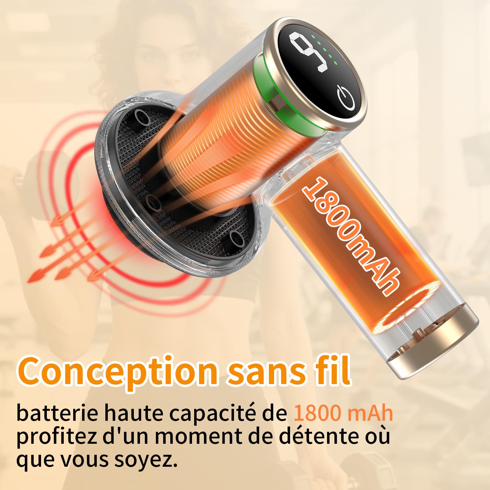 Masseur Anti-Cellulite Électrique Sans Fil Noir - Portable, 9 Niveaux de Vibration, Batterie 1800mAh - Pour Corps, Jambes et Ventre