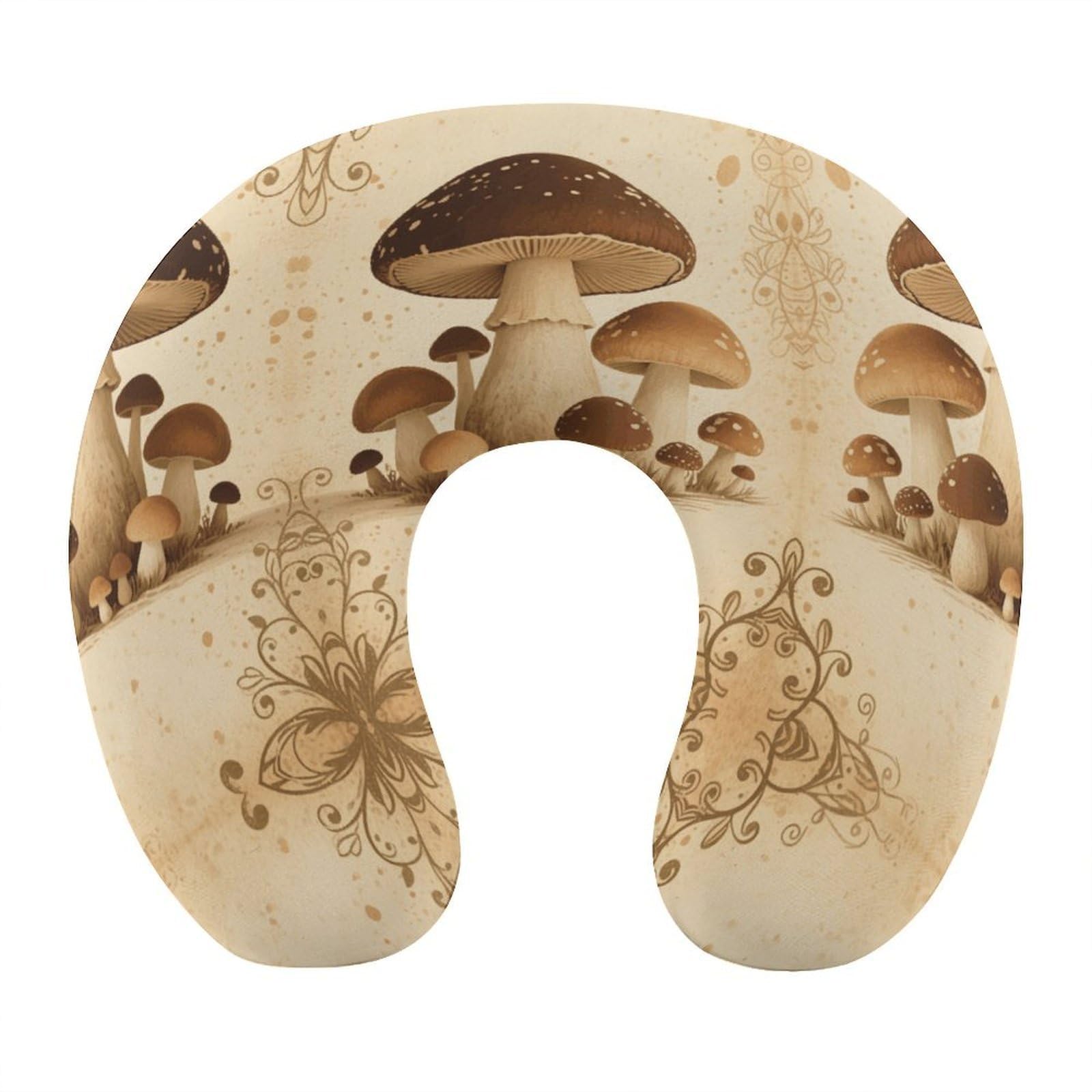 VstaDank Vintage Mushroom Neck Pillow Memory Foam Sleeping U Shaped Pillows Cooling Travel Head Support Pillows Super Lightweight Portable Airplane Pillow for Car Office Rest