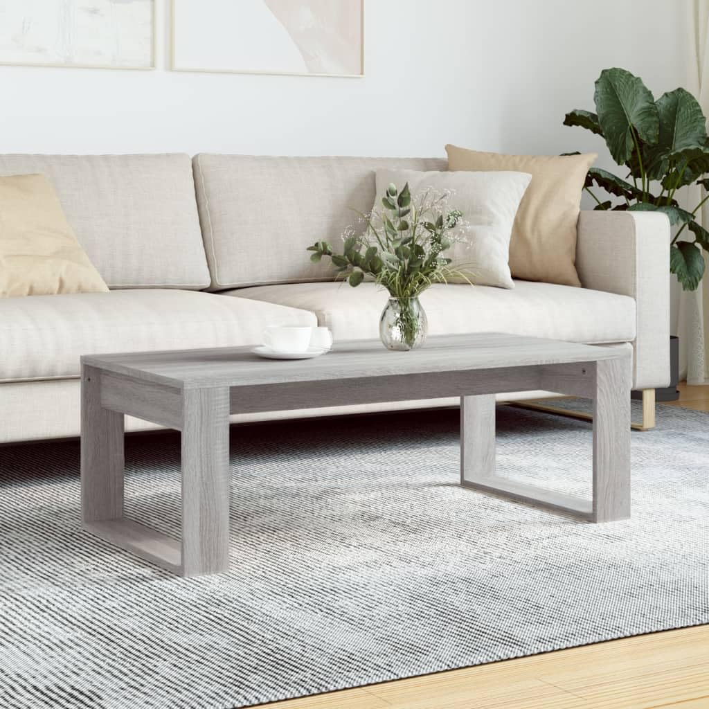 Meuble Salon Table Basse Grise avec Tiroir Intérieur Rangement Bois