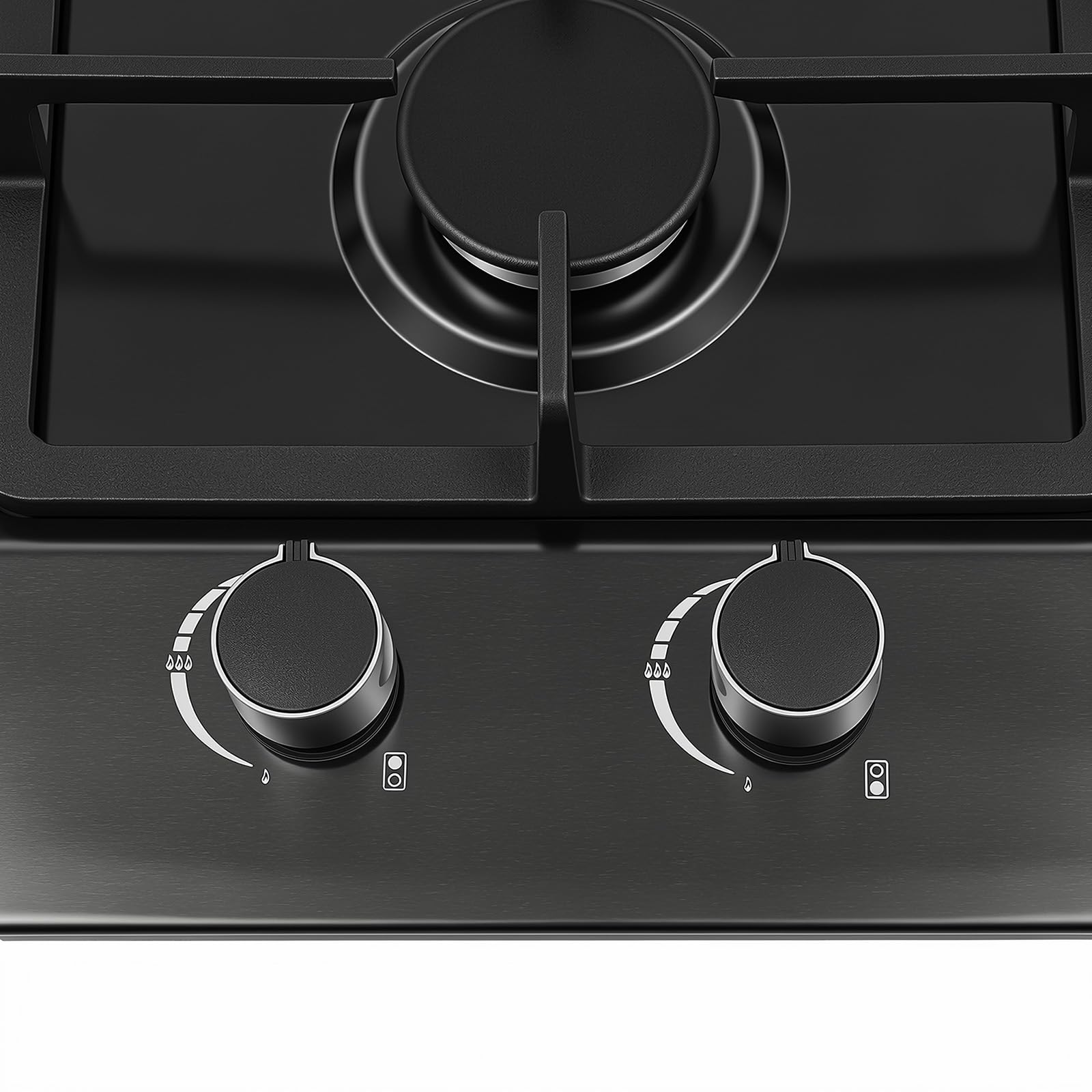 Gaskochfeld 2 Flammig, 2800PA 3KW+1,75 KW Edelstahl Gasherd Klein Gaskocher Camping Tragbarer Campingkocher Einbaumontage Outdoor-Campingkocher für Freien Picknicks Wanderungen