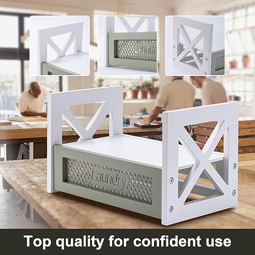 Miniatura 6 de GBtroo Organizador de detergente para ropa  Soporte de madera elegante y duradero con bandeja de goteo  Decoración moderna y solución de