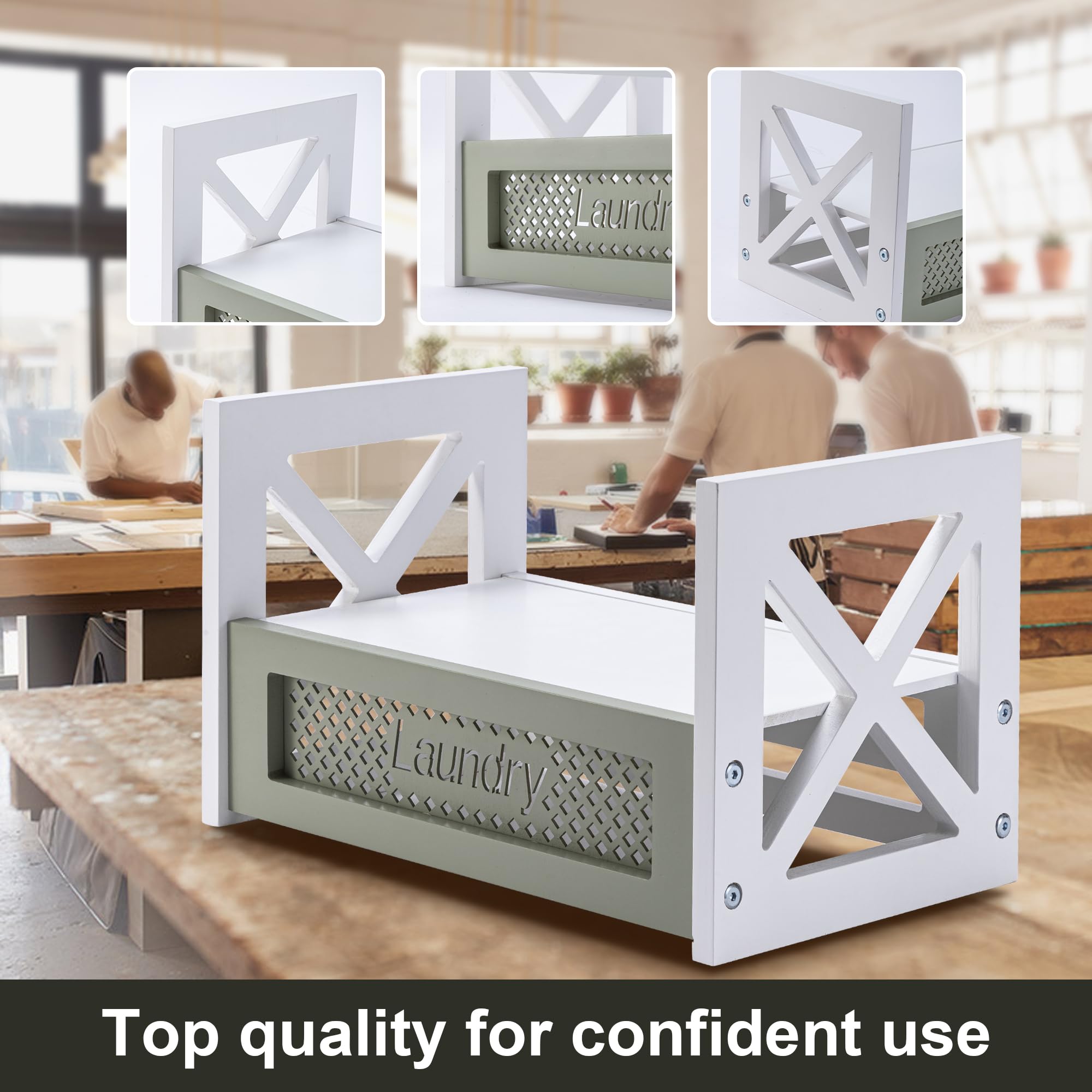 GBtroo Laundry Detergent Organizer - Stylish, Durable Wooden Stand with Drip Tray - Modern Decor and Space-Saving Storage Solution. Holds 2 Bottles of Liquid Detergent. Easy Assembly.