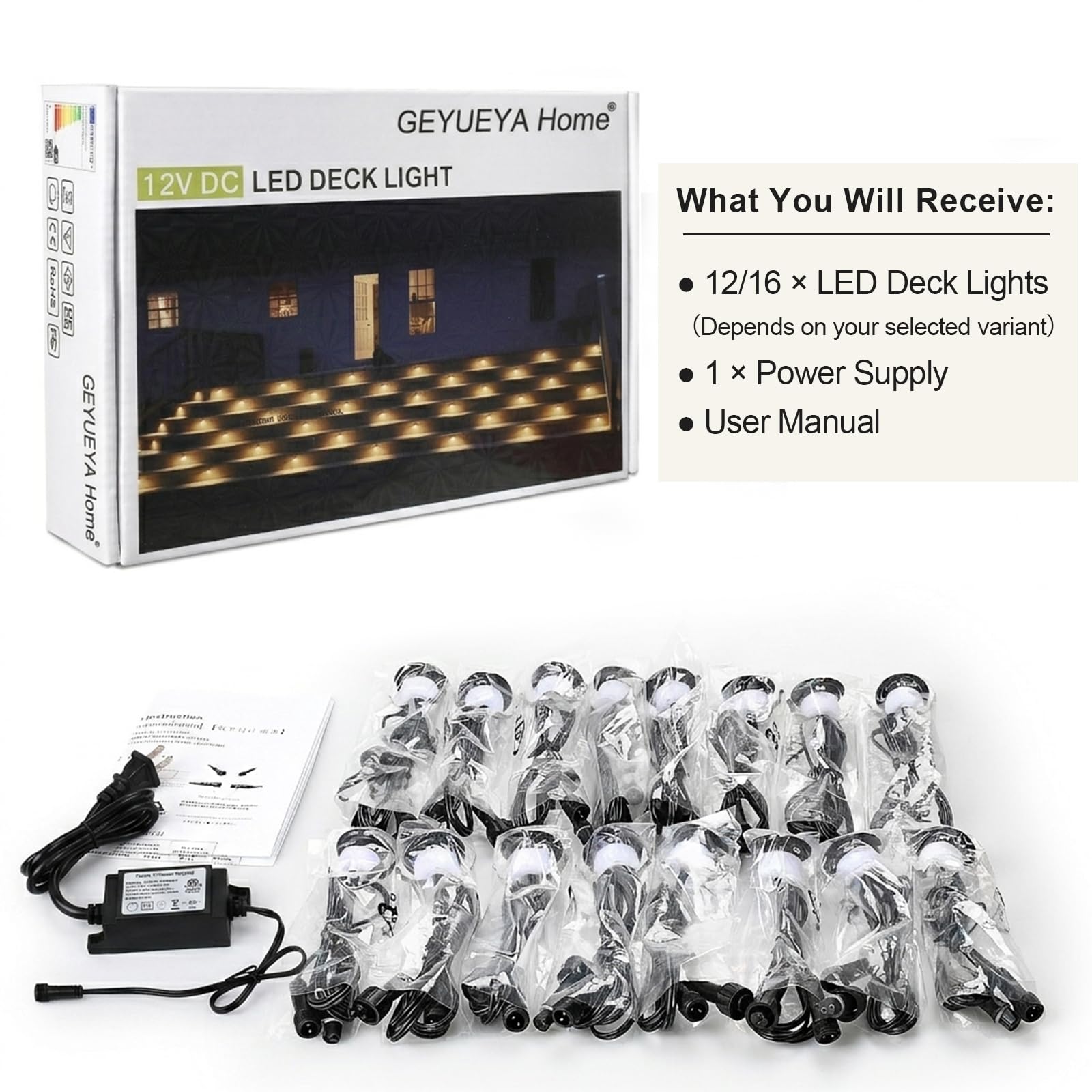 LED Deck Lights - Warm White, 16 Pack -7