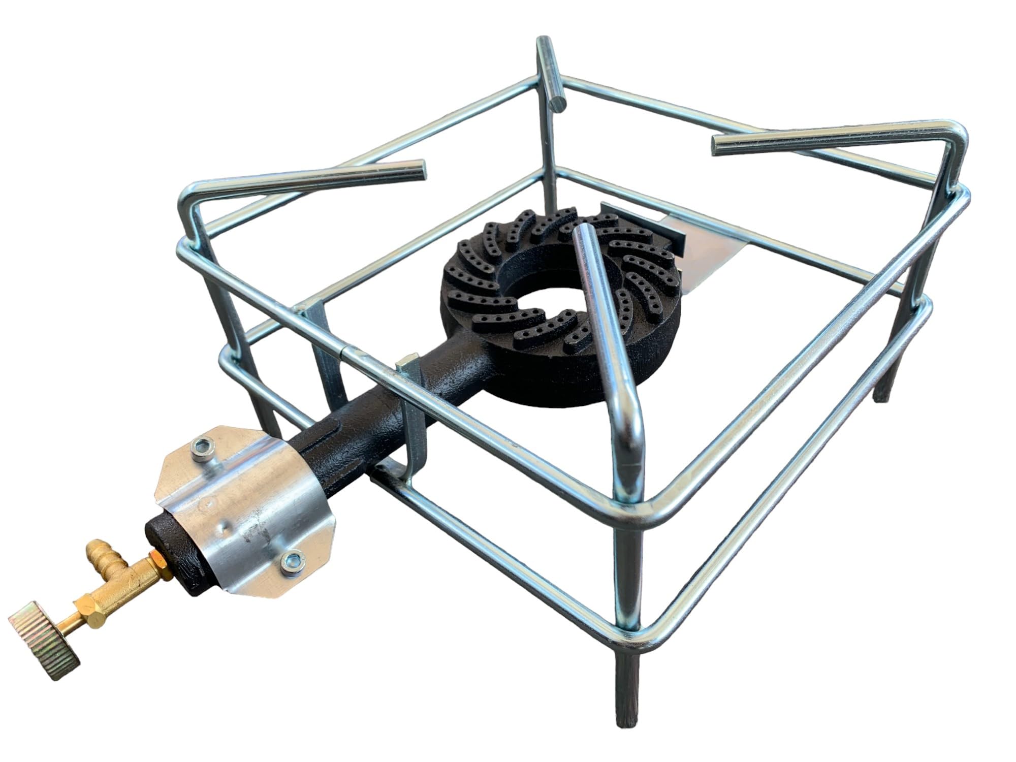 Fornellone a Gas GPL in Acciaio Cromato per Cucina, Campeggio, Giardino e Barbecue, Regolabile (40x40 cm)