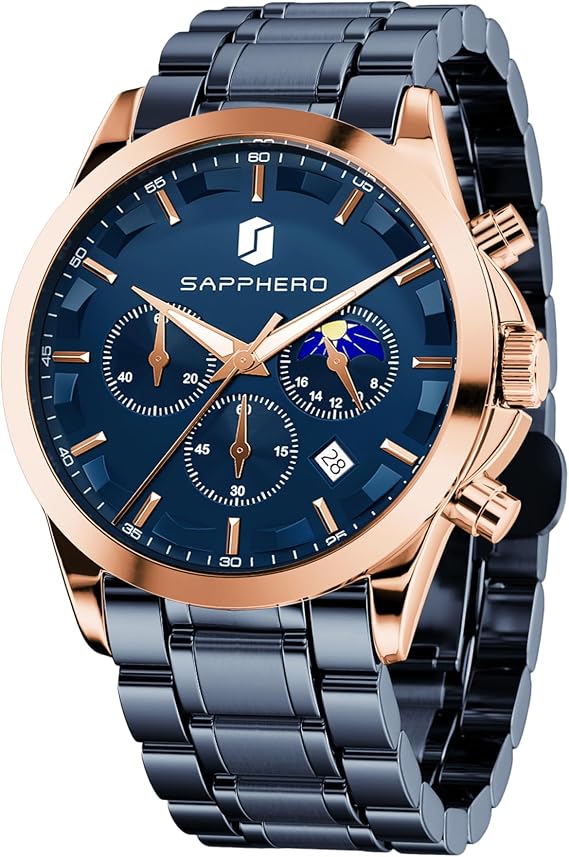 BENYAR Fashion Men's Quartz Chronograph Waterproof Stainless Steel 30 m Waterproof Watches Business Casual Sport Designer Watch for Men