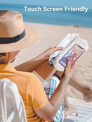 Miniatura 3 de HEETA Paquete de 2 bolsas impermeables con correa para la cintura, bolsa seca táctil con cinturón ajustable para teléfono, objetos de valor para