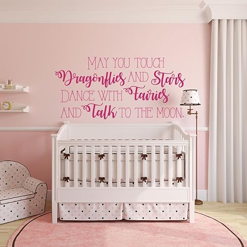 Miniatura 7 de Nursery Wall Decal - "May You Touch Dragonflies And Stars" Quote Lettering - Elegant Vinyl Wall Decor for Baby's Room - Crib Accent for Newborn Boy