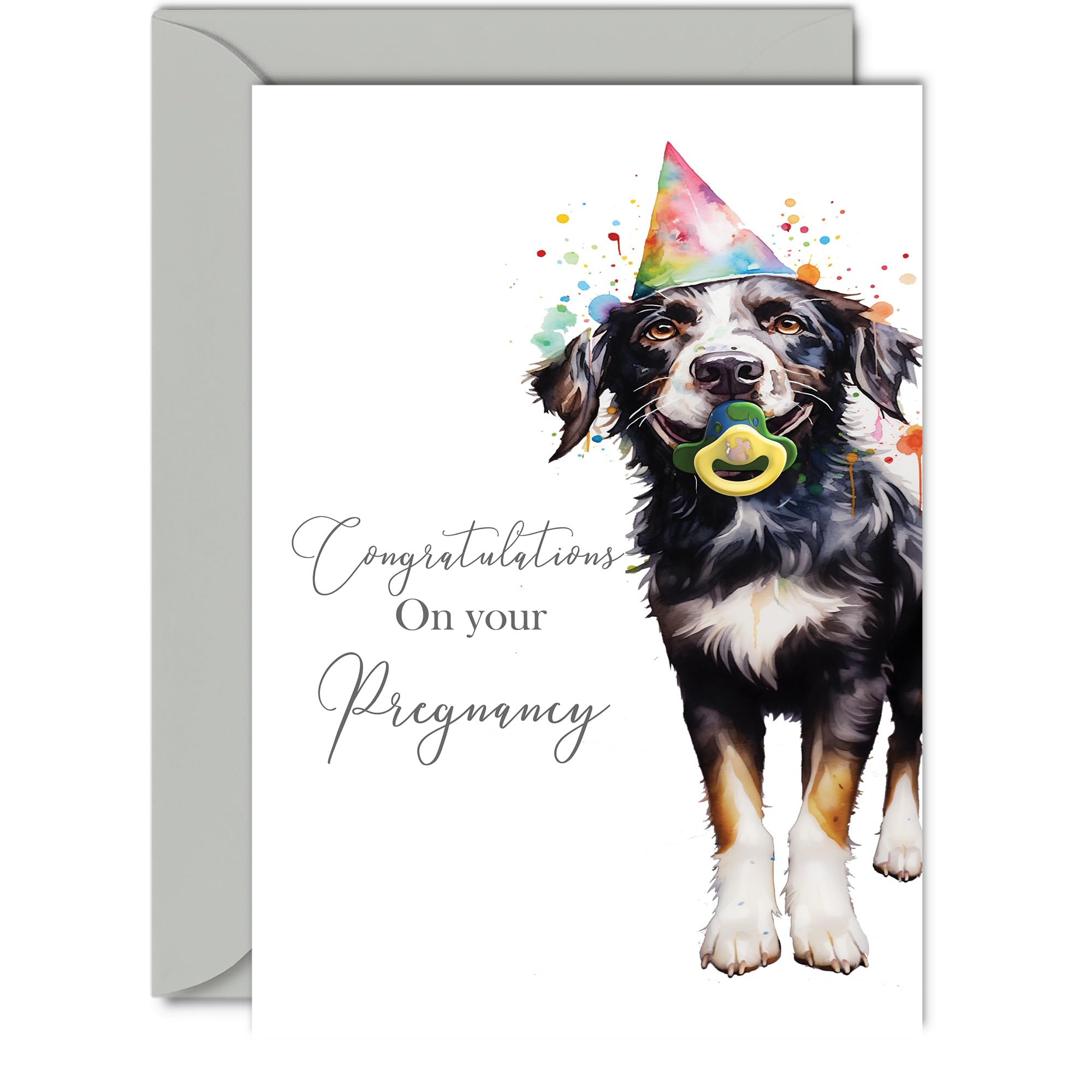 New Baby Card for Future Parents - Party Dog - Pregnancy Baby On The Way Cards, Expecting A Baby, Congrats New Mum Cards, A5 Baby Greeting Cards for Future Mum Dad
