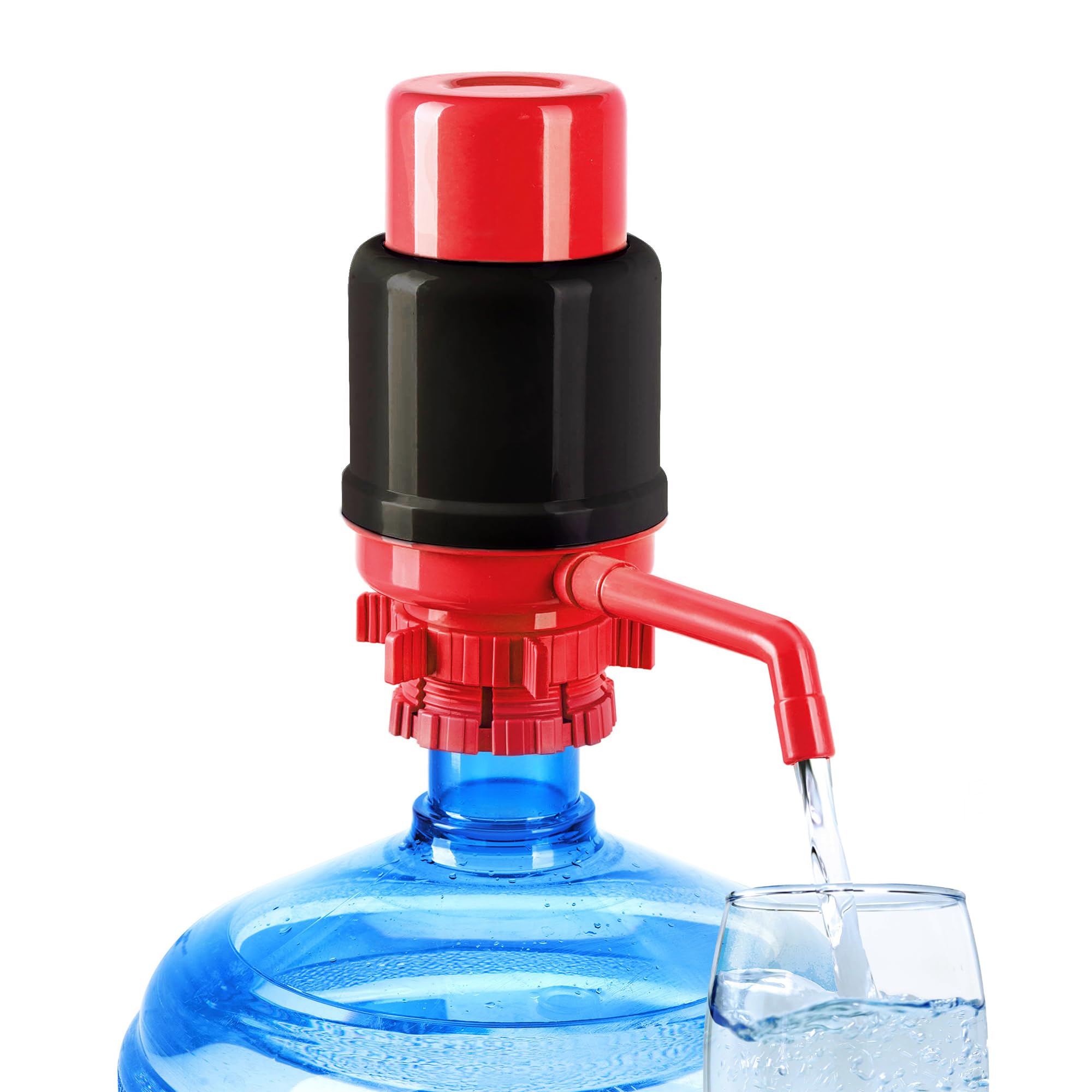 HotFrost Manual Water Pump for 5 Gallon Jug &amp; Bottle – Non-Electric 5 Gallon Water Dispenser, Universal Hand Pump with 3 Adjustable Tubes, 53mm Screw Top Adapter, Spout Cap &amp; Cleaning Brush, BPA-Free