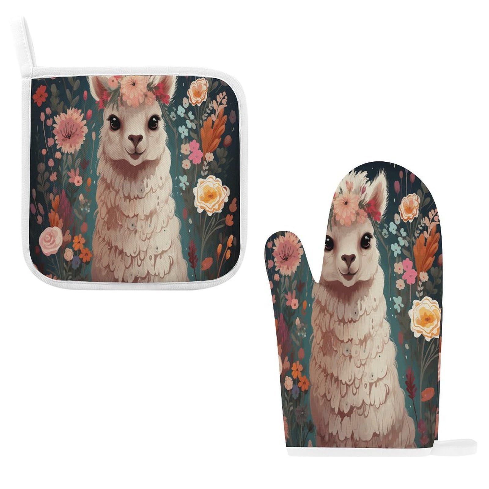 Fodpand Style Flower Alpaca Oven Mitts And Pot Holders Sets