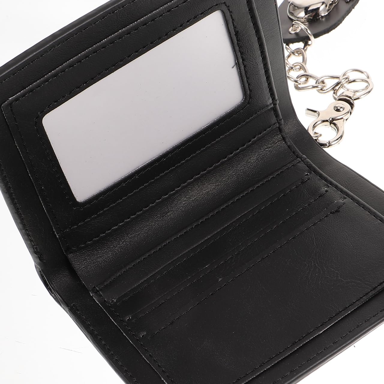 Gatuida Cartera de Cuero Punk con Cadena Antirrobo Diseño y Tarjetero Unisex Vertical Resistente y para Diario