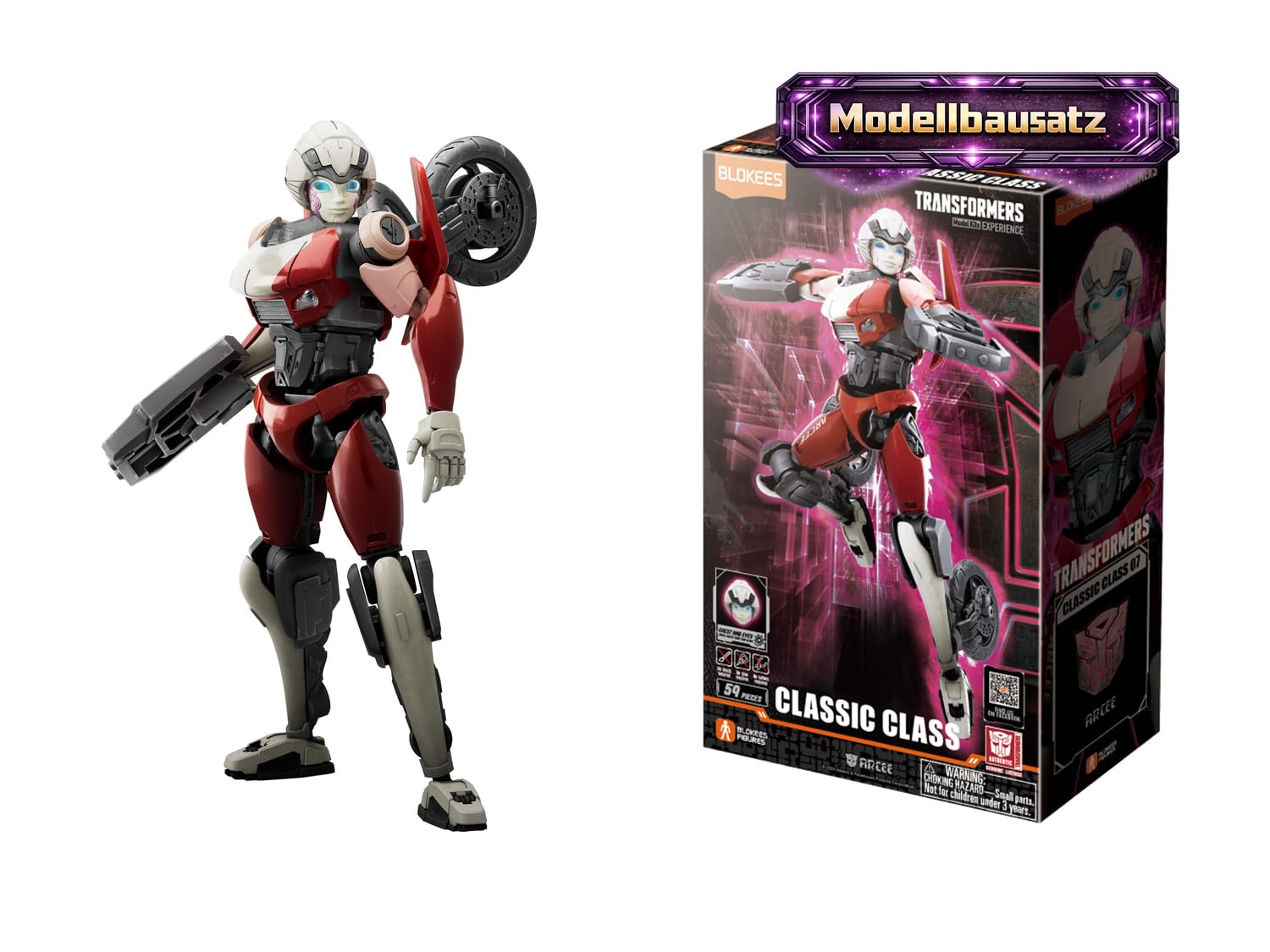 BLOKEES Transformers Arcee 07 Rise of the Beasts Classic Class, Model Kit for Children from 12 Years, Movable Figure with 20 Joints, Insertion System Without Glue, Collectible Figure, Action Figure