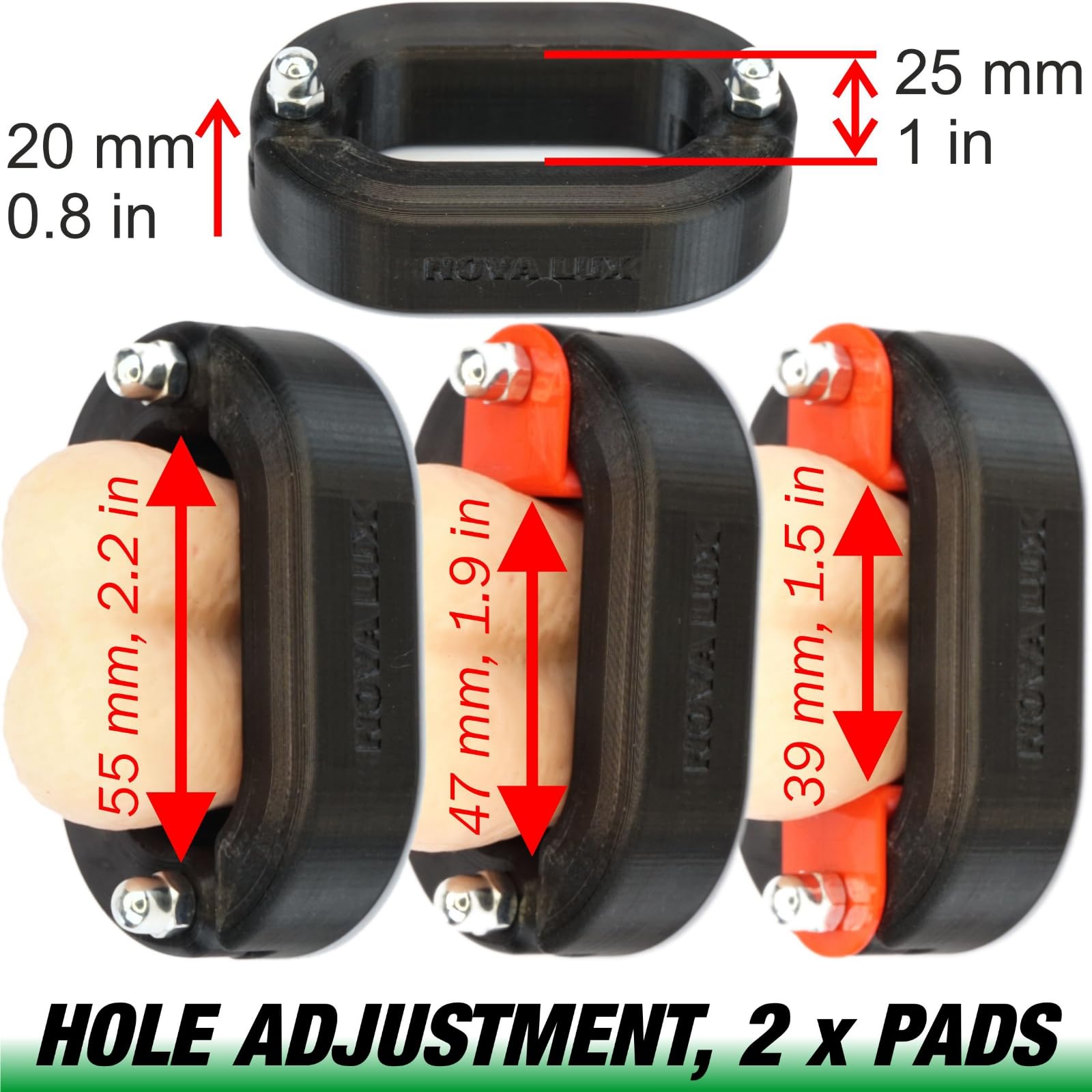 GRIP-MAX-RANGER, pince pour scrotum, set avec anneau de serrage Crusher, harnais, cage d'érection pour testicules et scrotum de Nova Lux, CBT