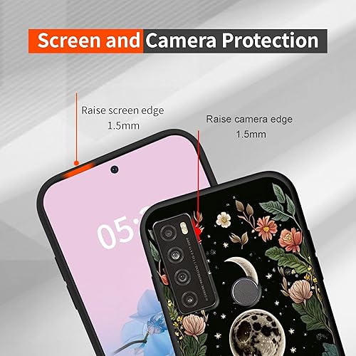 Miniatura 5 de Rossy Funda para TCL 30 XL para TCL 30 XL T701DL, funda de teléfono con flores, luna y estrella, patrón elegante para mujeres y hombres, delgada,
