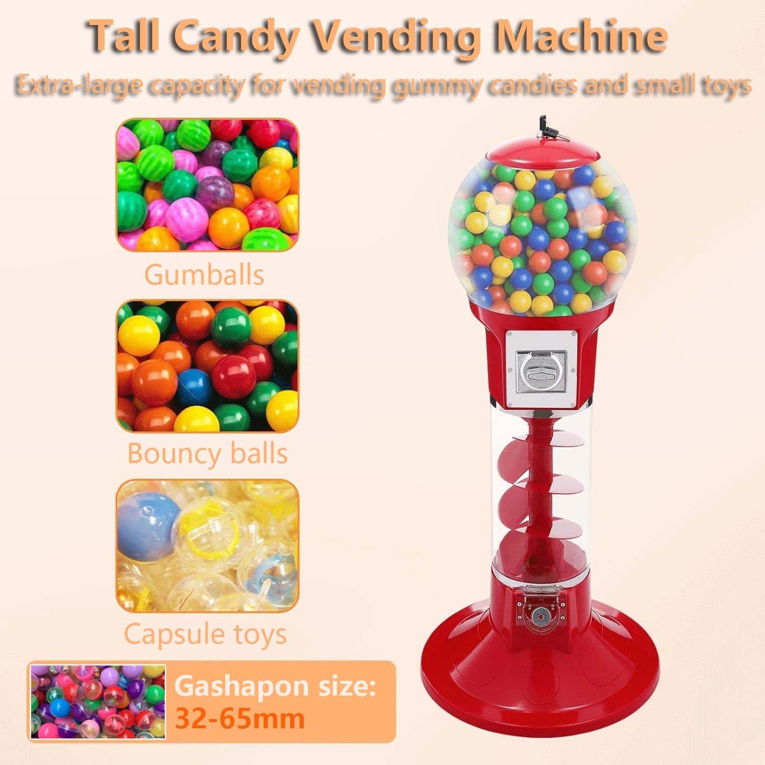 Gashapon Expendedora de Cápsulas Dispensador de Bolas de Chicles Máquina Gacha de Dulces Máquina Gashapon de Cápsulas de Caramelos de Dulces para Cápsulas Retro Yellow