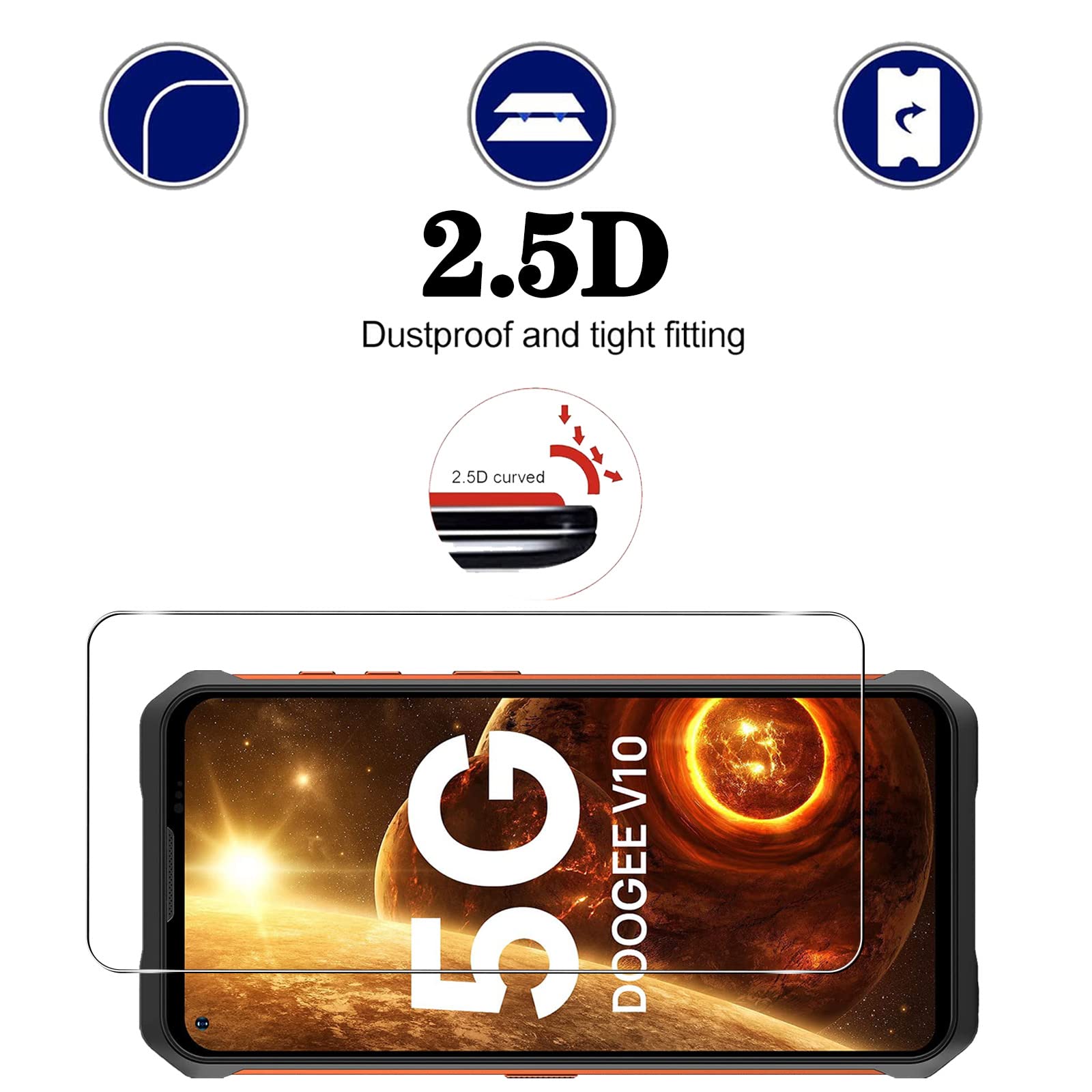 Lot De 5 Films De Protection D'écran Antireflet Pour DOOGEE V10 - Marque Dipos - Origine Allemagne