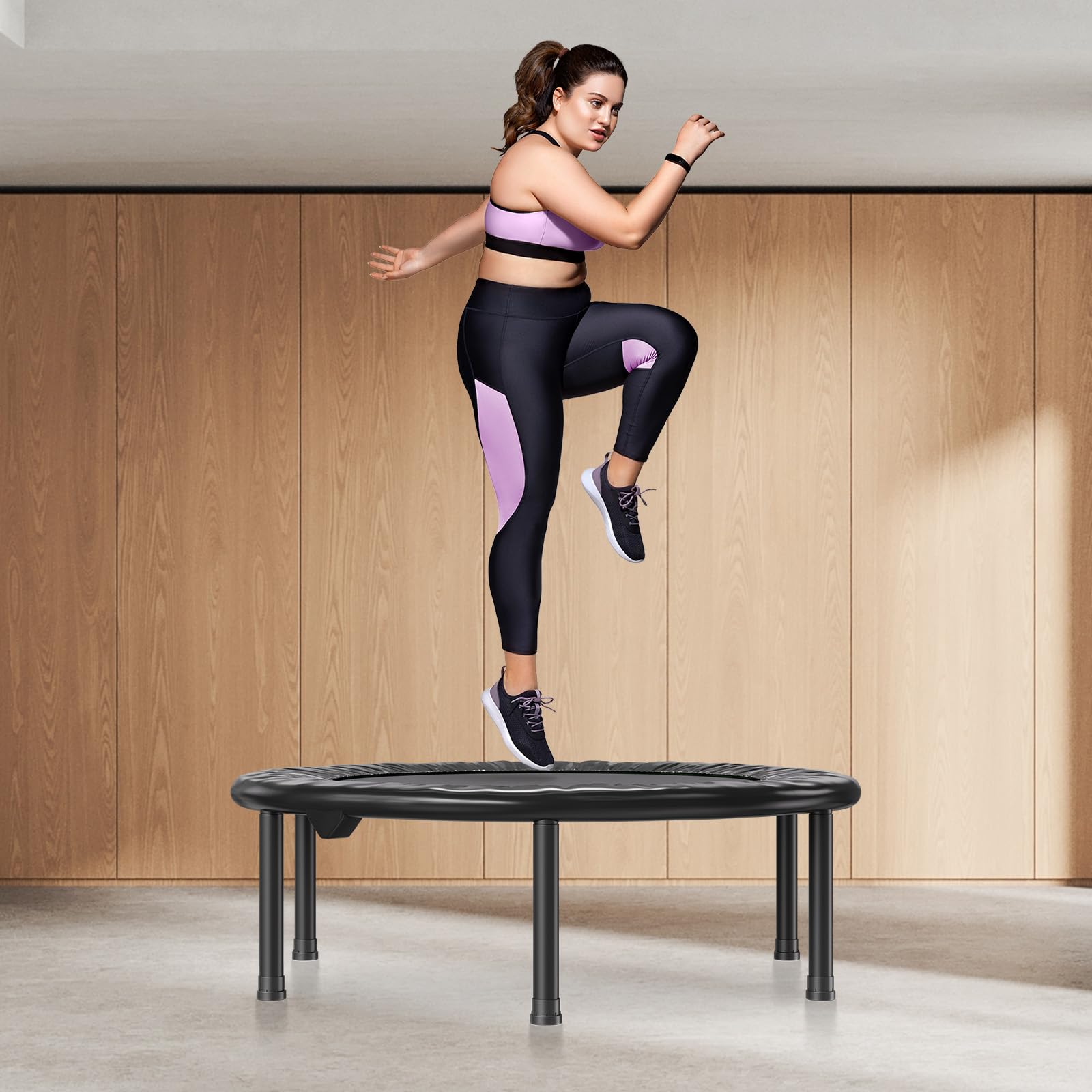 VEVOR Mini Trampoline Pliable, 934 mm, Fitness rebounder, Charge maximale 100 kg, Petit Trampoline d'entraînement d'intérieur Stable et Silencieux, pour Exercice, entraînement, Fitness pour Adultes