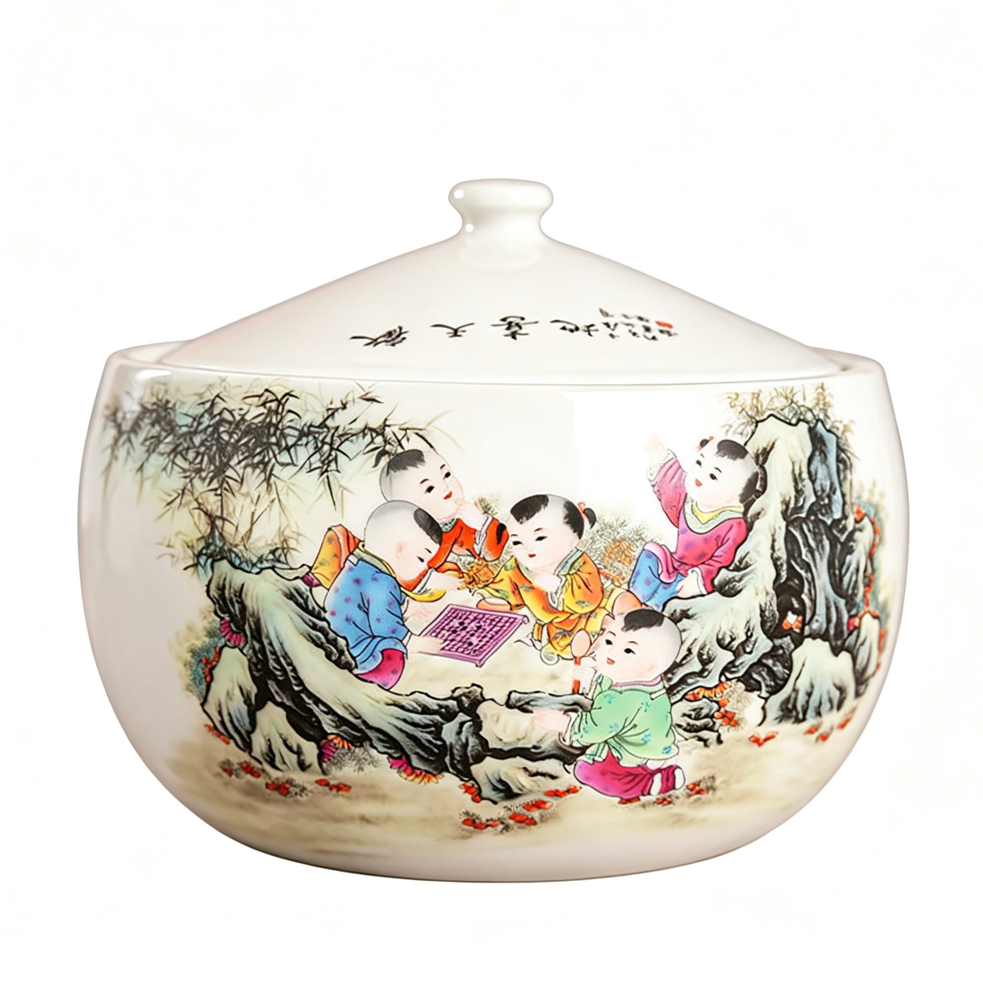 MMleYN Ceramic Rice Jar Ginger Jar With Lid Chinese Decorative Airtight Rice Bucket Treasure Bowl Grain Dispenser Household Rice Cylinder For Wealth & Good Fortune(A,5kg)