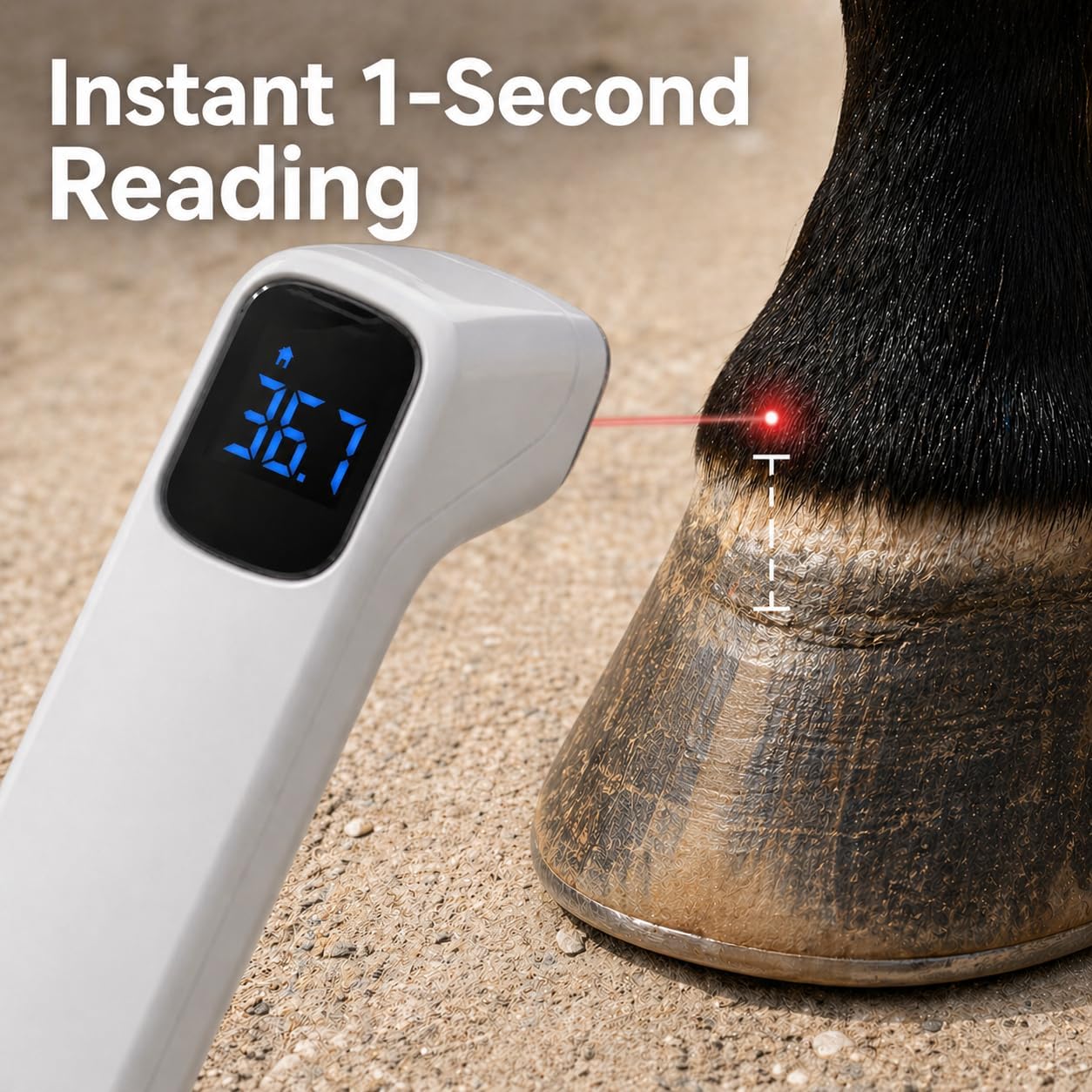 Horse Hoof Temperature Detector – Spot Heat Changes in 1 Second to Catch Hoof Issues Early – Non-Contact Infrared Thermometer for Horses, Color Alert, Stress-Free Daily Checks for Hoof & Leg Health