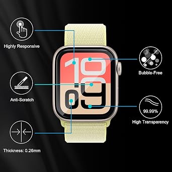 Lutree Screen Protector for Apple Watch SE 3 44mm, 3 Pieces 3D Full Coverage Easy to Install, HD Anti-Scratch Anti-Fingerprint Flexible Protective Film