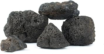 Aquarium Stones Fish Tank Rocks Natural Decoration for Aquascaping 1kg3-5 small pieces, Black Lava