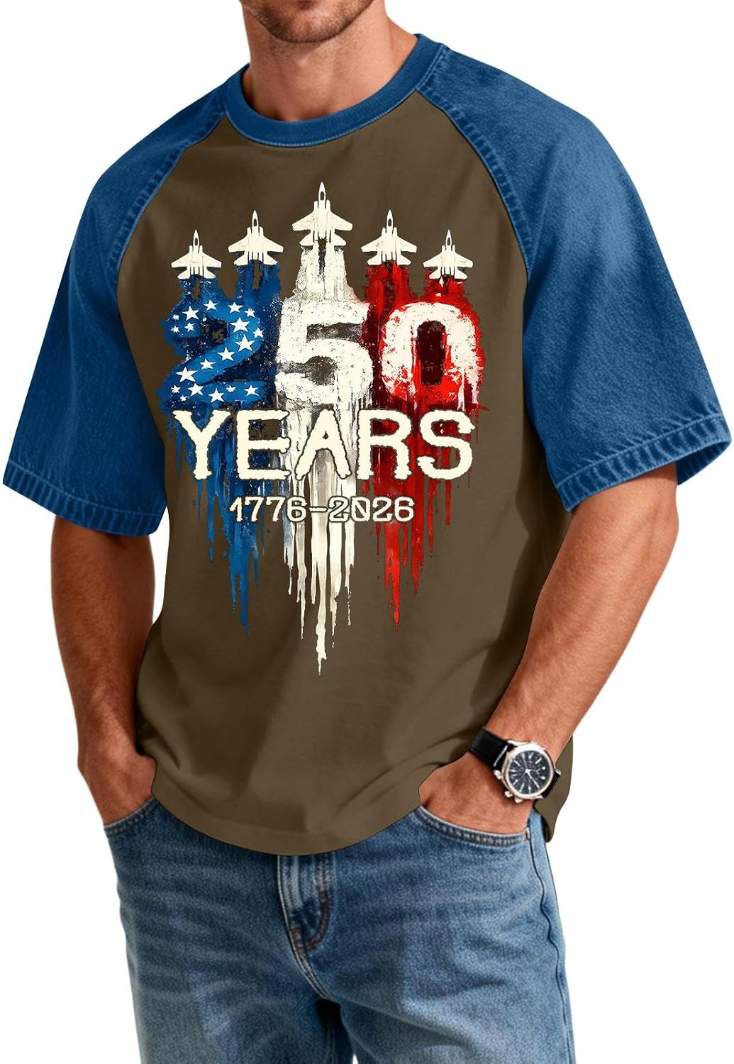 Men's 250Th Anniversary USA Shirt, Short Sleeve Crew Neck Patriotic T-Shirts, S-3XL