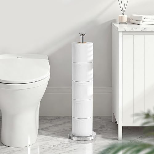 Miniatura 8 de Soporte para papel higiénico (con función de reserva), soporte de almacenamiento de rollos de repuesto independiente, acero inoxidable, diseño