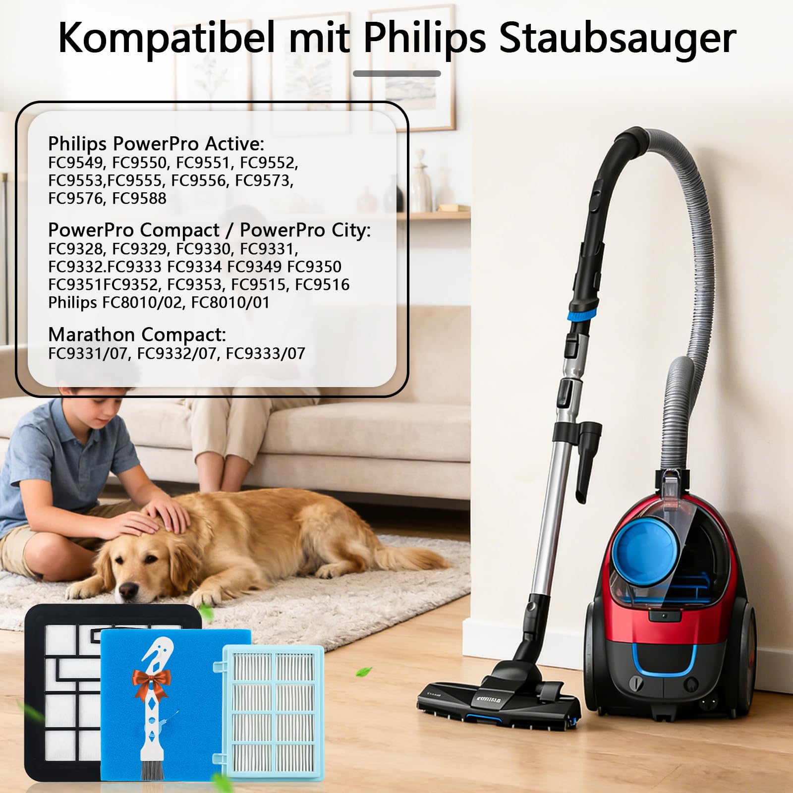 Galerie SV Filtr do odkurzacza Philips FC9332 FC9555, filtr zastępczy, kompatybilny z Philips Power Pro Compact Cyclone 5 FC8010/01, FC9331/09, 4 sztuki