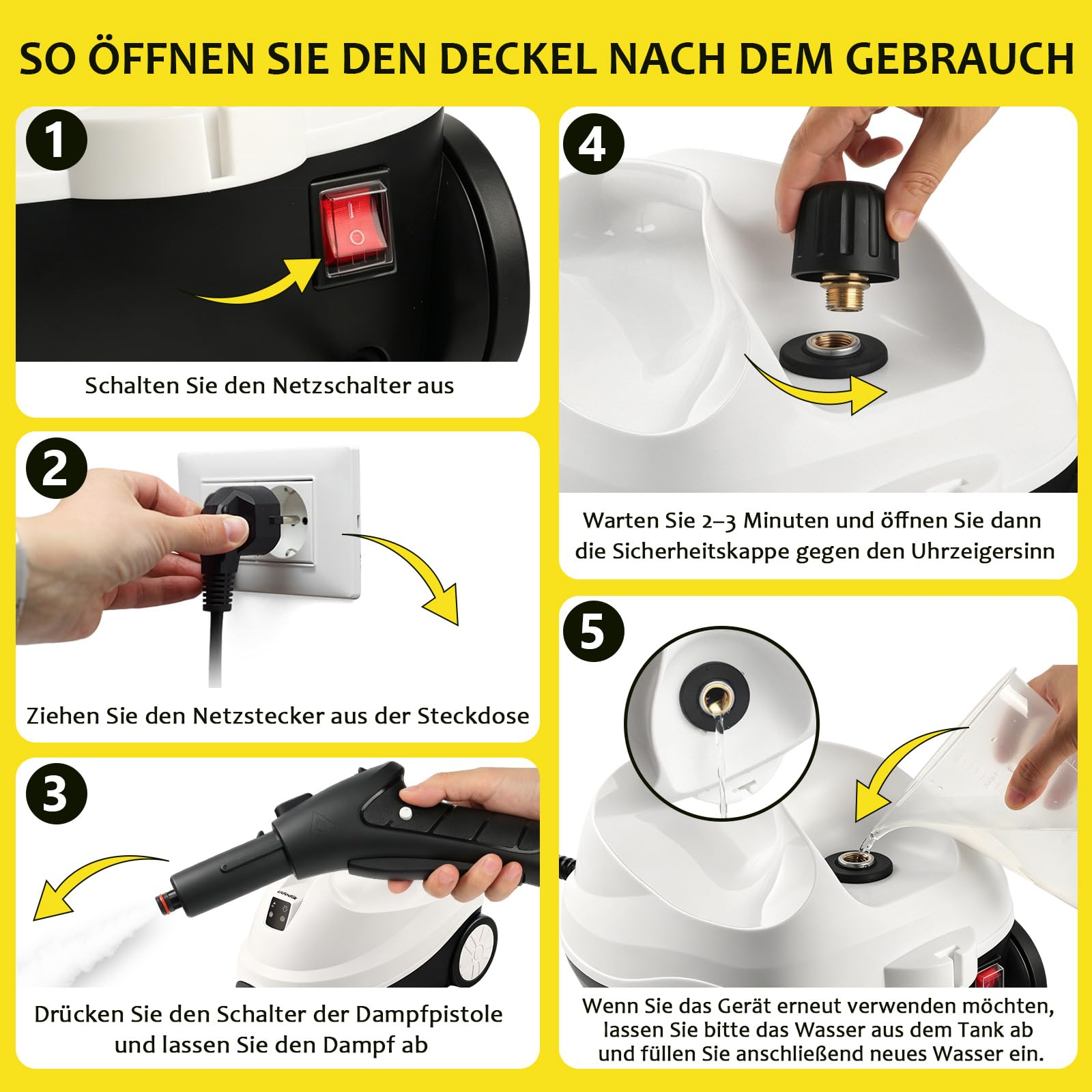 Dampfreiniger, tragbarer Dampfreiniger für den Haushalt, 120 °C Hochtemperaturdampf mit 20 Zubehörteilen, ideal für Böden, Sofas, Fenster, Möbel und Küche