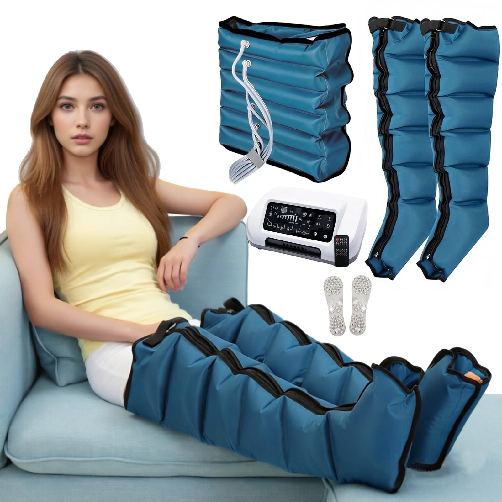 Pressoterapia Linfodrenaggio Professionale, Pressoterapia Per Casa Con 6 Programmi, 6 Camere Apparecchio Massaggio Linfodrenaggio, Anti Cellulite, Pressione & Durata Facilmente Regolabili