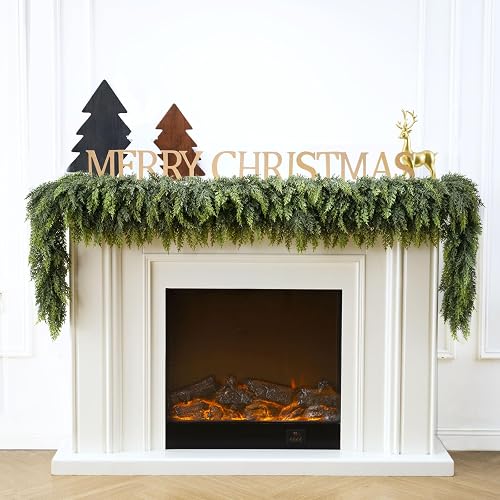 6 Ft Christmas Cedar Garland, Realistic Faux Pine Garlands, Green