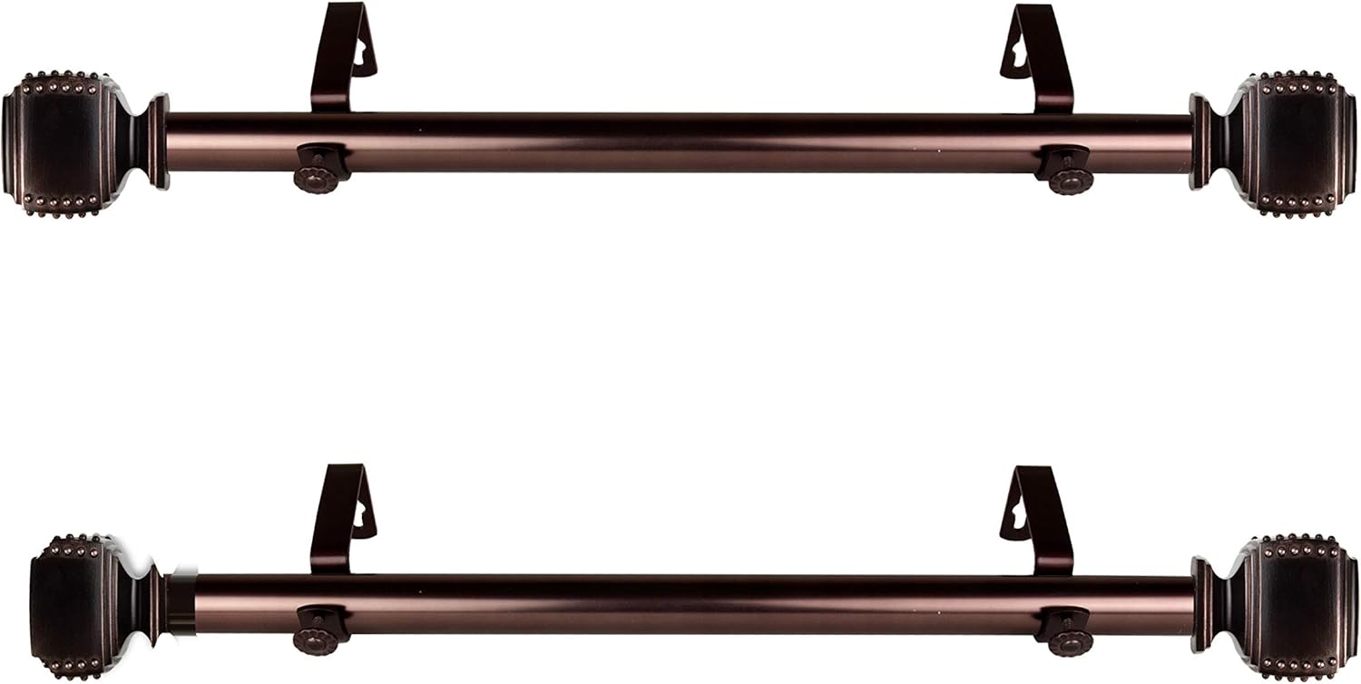 RUDI 1" Plum Side Curtain Rod, 12-20 inch (Set of 2), Bronze