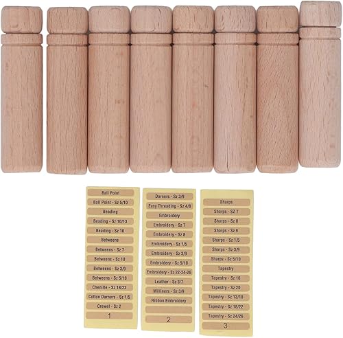 Miniatura 7 de Estuche de aguja de madera 8 piezas antipérdida resistente soporte para agujas de coser para el hogar