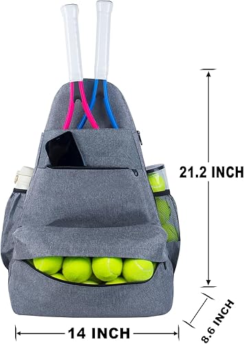 Miniatura 3 de Raqueta de tenis con bolsa de tenis, raqueta de tenis para adultos, raqueta de tenis de 27 pulgadas con mochila multifuncional de gran capacidad