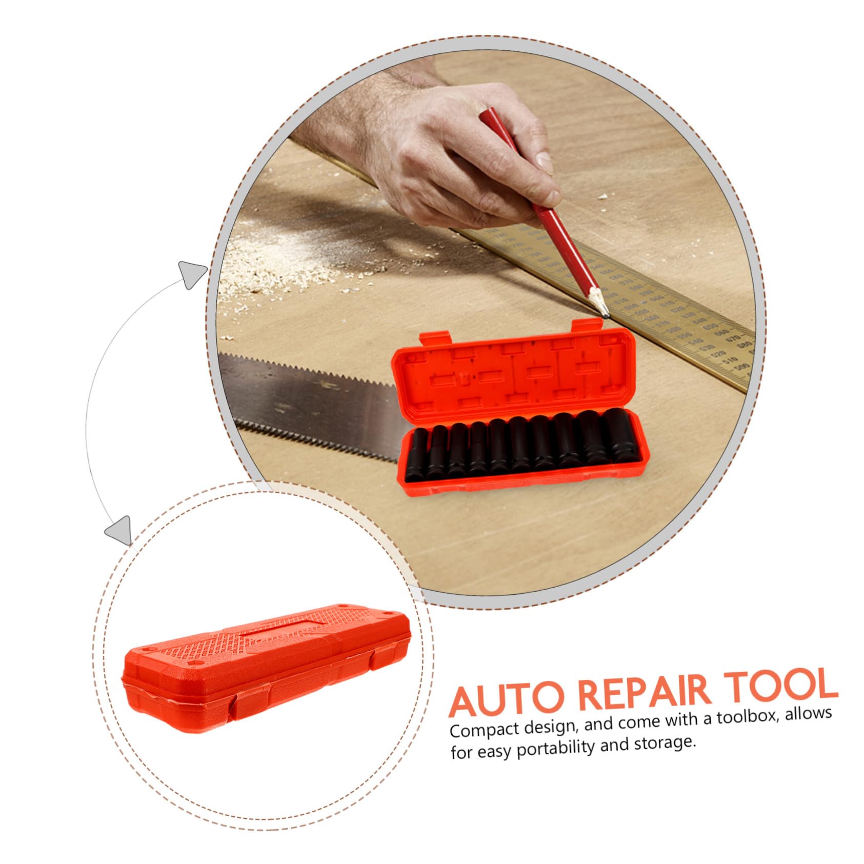 Set di Bussole Allungate a Percussione 1/2 Pollice 10 Pezzi Metriche | Acciaio al Carbonio Alto, Valigetta Inclusa, Misure 8-21mm, per Riparazioni Auto e Lavori Meccanici