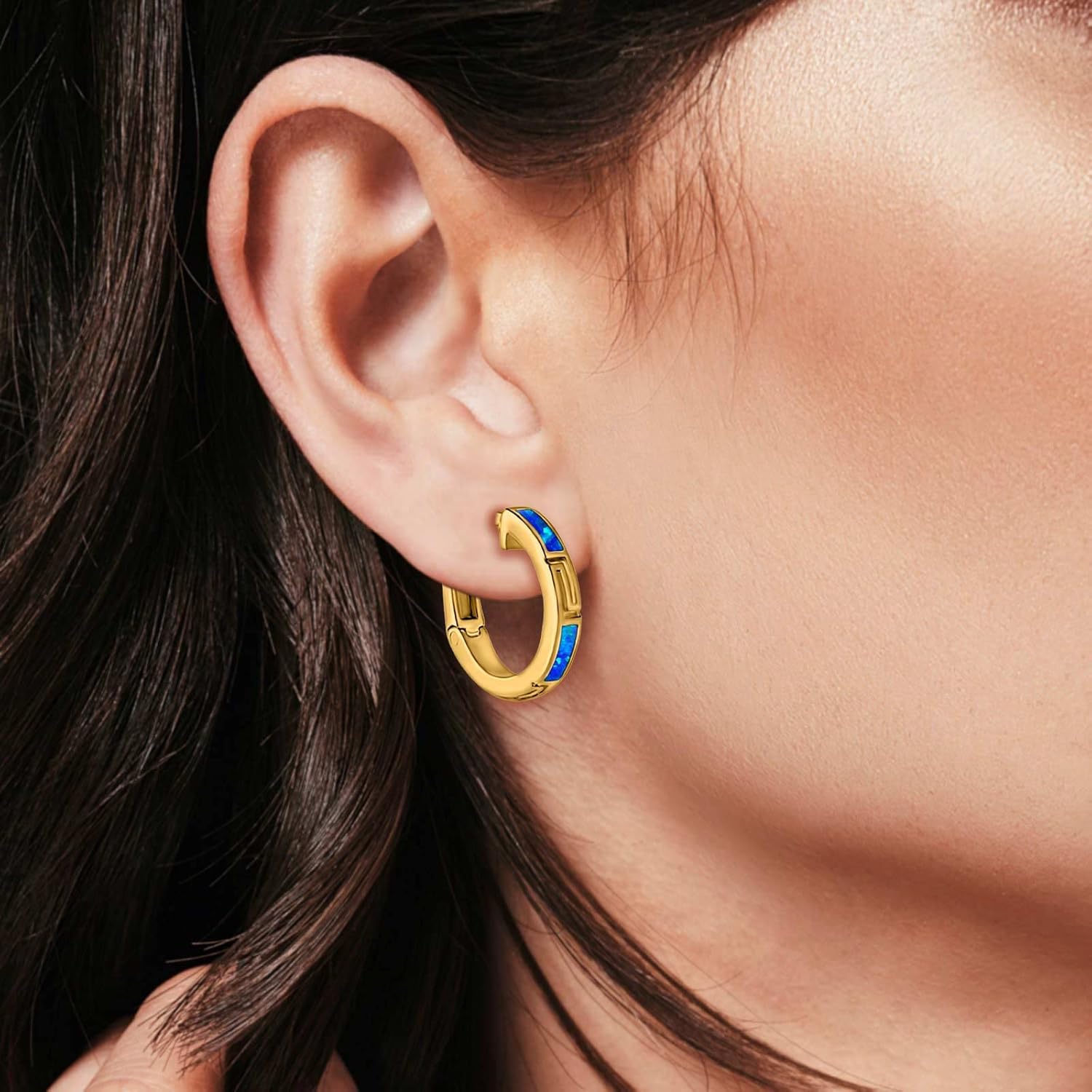 Hoop Earrings Created Opal 925 Sterlig Silver (18mm)