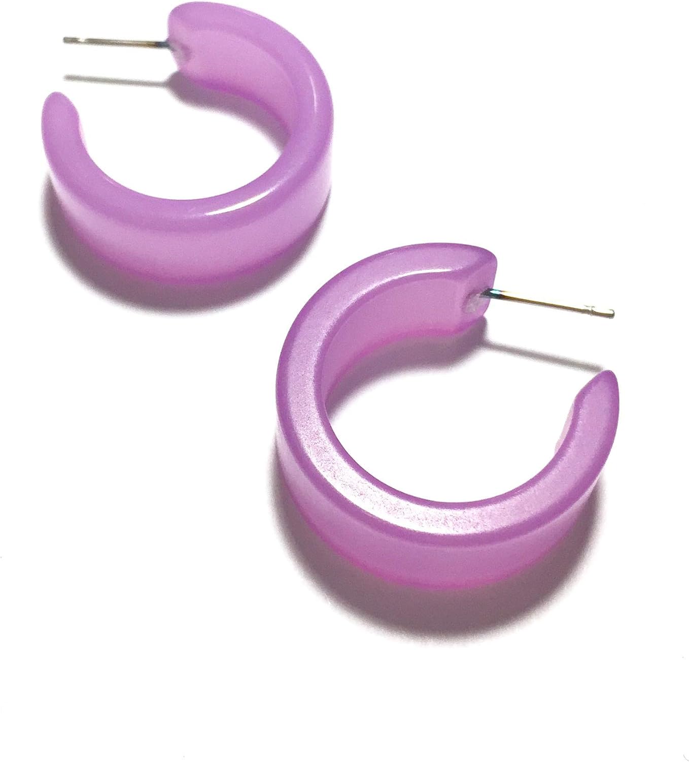 Lavender Moonglow Lucite Wide Classic Hoop Earrings - WDCL-PU-5