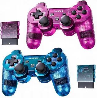 P-s2/DS2/PC用 レトロクラシックワイヤレスコントローラー - (ブルー+パープル)