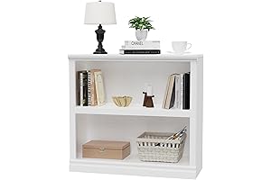 blini 2-Shelf White Bookcase Wooden Bookshelves