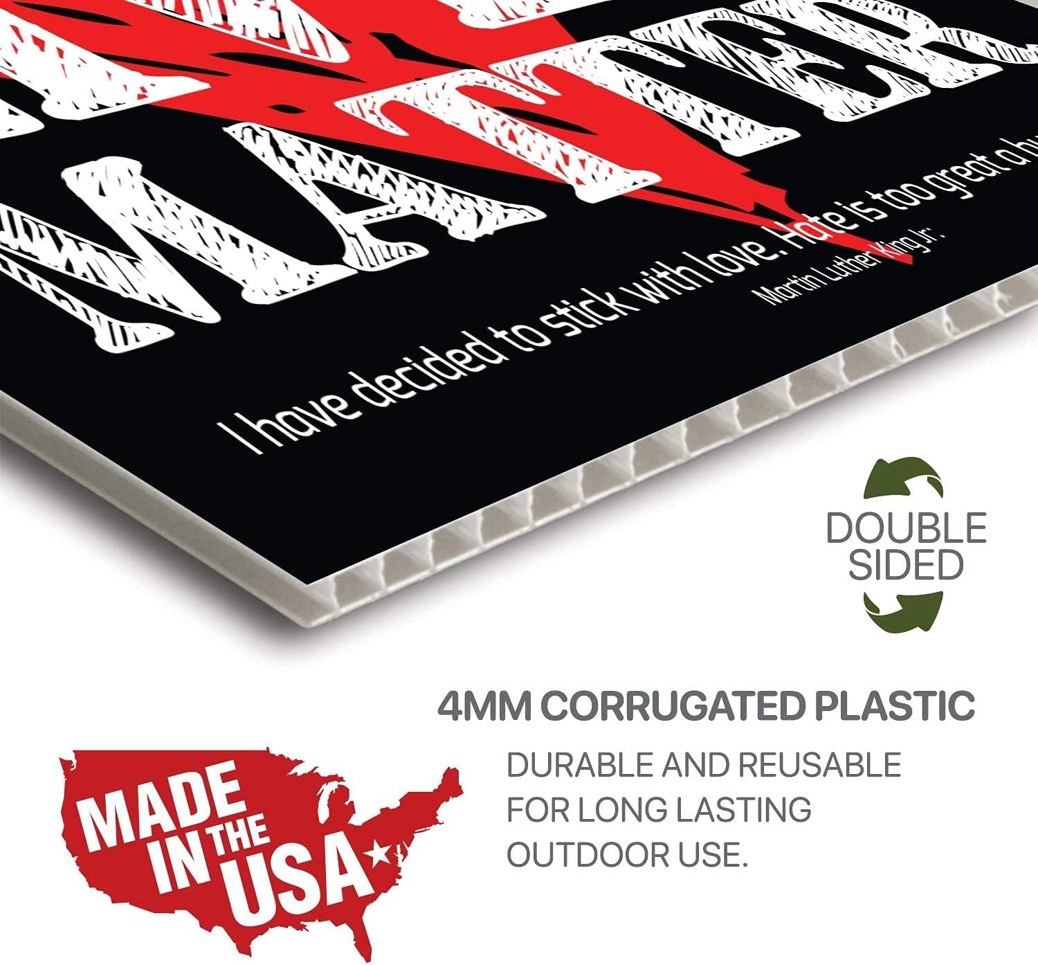 Black Lives Matter with Stakes, Weatherproof Plastic Protest Signs for Home Décor with Big and Bold Letters, 18 x 24 inches Made in The USA (#1)