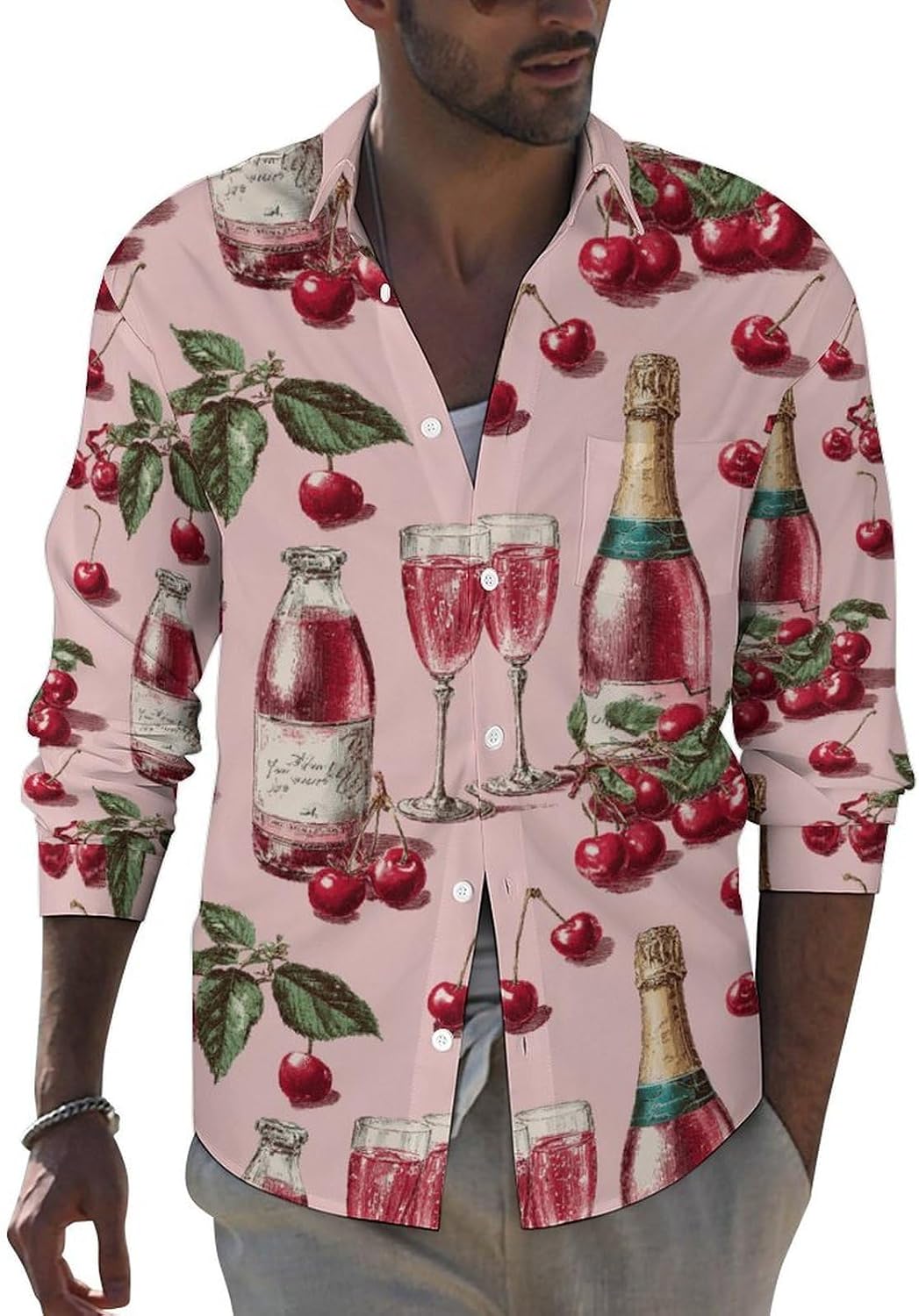 Men's Casual Button Down Shirts Lapel Pocket Long Sleeve Shirt Regular Fit