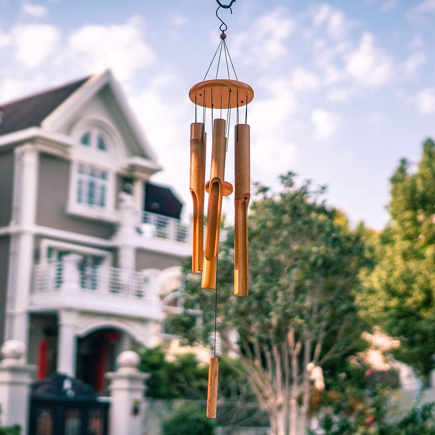 VEWOGARDEN Bamboo Wind Chimes for Outside, Wooden Windchimes Outdoors for Garden, Patio, Indoor Home Decor, Dark Brown