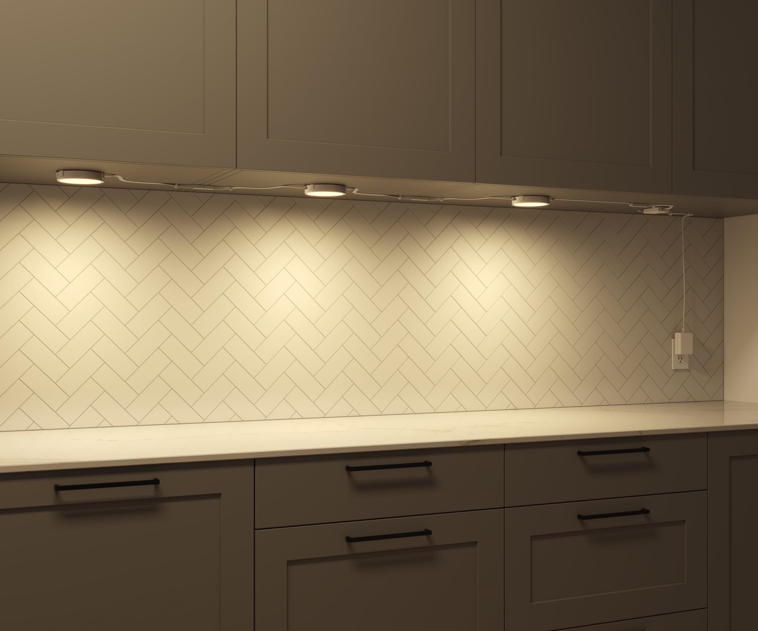 Good Earth Lighting 3-Pack WI-FI Smart RGB+CCT Changing (2700K-6500K) Plug-in Puck Kit, Dimmable, White, 300 lumens per Puck