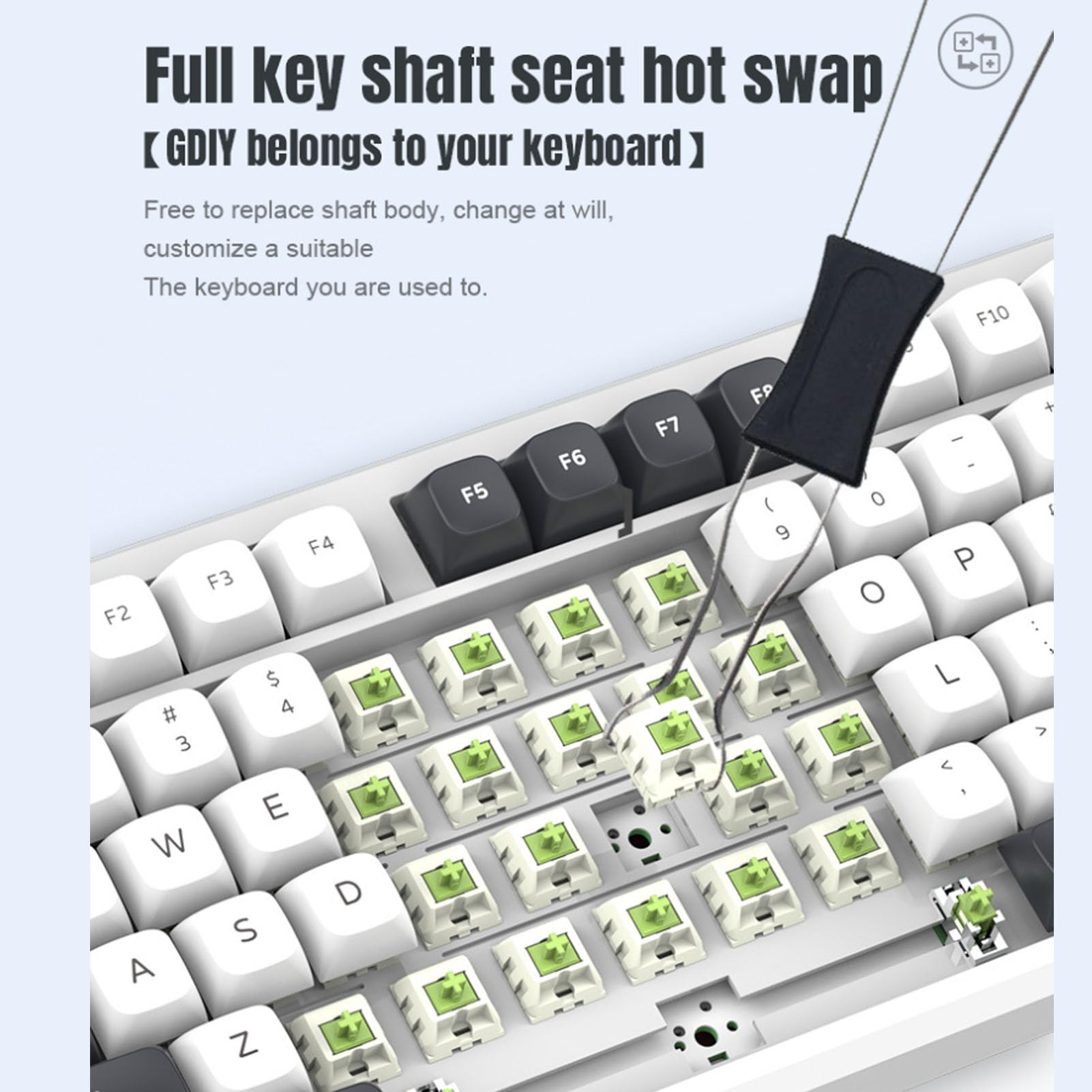 Annadue Bezprzewodowa Klawiatura Mechaniczna, Tri Mode BT 5.0, 2.4GHz, Przewodowa, Klawiatura z możliwością Wymiany i Wstępnie Lubed Linear Switches, Podświetlany RGB do Tabletu PC