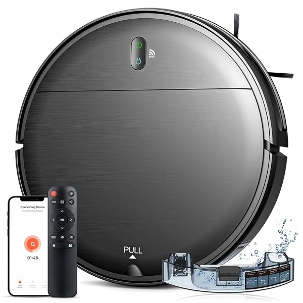 Robot Vacuum and Mop Combo, 2 in 1 Robotic Vacuum Cleaner with Schedule, App/Alexa/Voice Control, Slim 2.87", Self-Charging, 2300 Pa Suction & Long Runtime, Ideal for Hard Floor, Pet Hair, Carpet