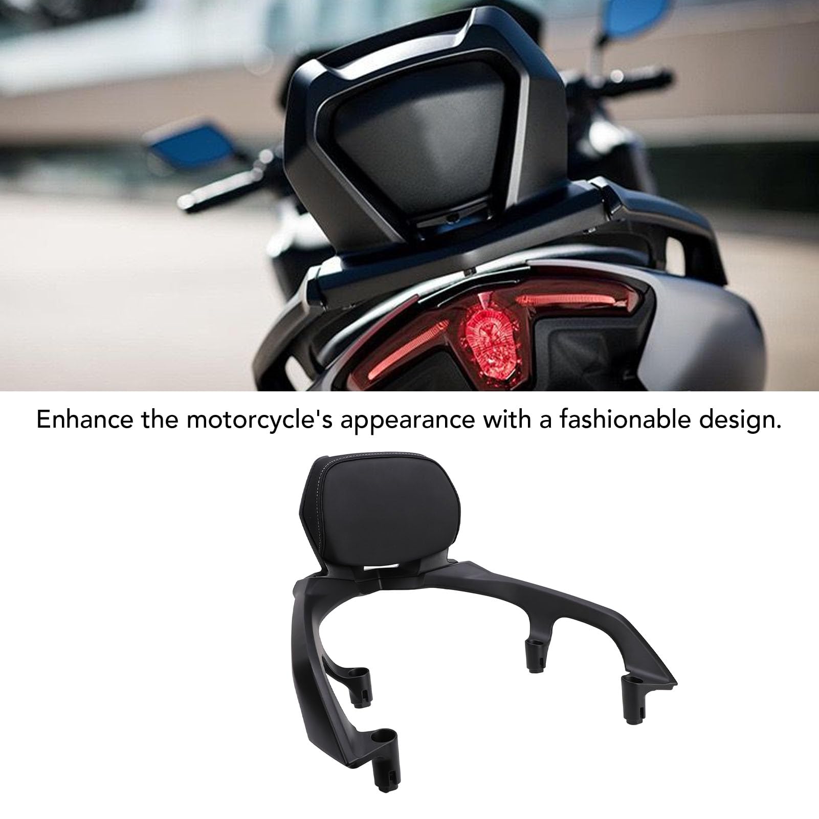 Qqmora Dossier de Siège Passager de Moto, Dossier de Siège Arrière, de Passager, Réduction de la Résistance au Vent, Support Lombaire avec Coussin de Cadre pour Tmax 530